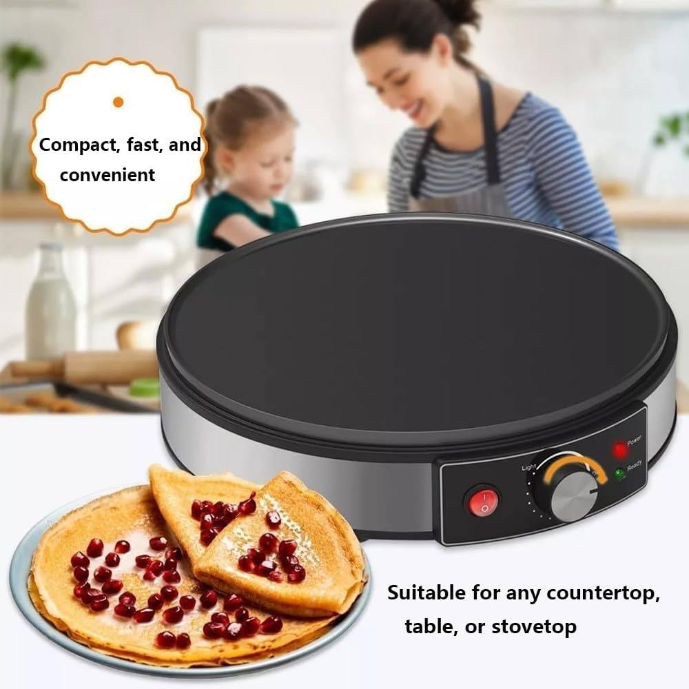 Crepe Maker elettrico 1000 W – Piastra di cottura antiaderente da 27,9 cm, temperatura regolabile, indicatore LED, perfetta per crepes, pancake e crepe sottili