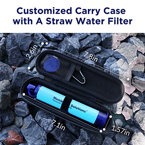 Membrane Solutions Portable Water Filter With A Official Carry Case, Emergency Water Filtration Straw Survival, Lightweight 5-Stage Water Purifier For Camping Hiking Backpacking And Tactical Gear #TOP3