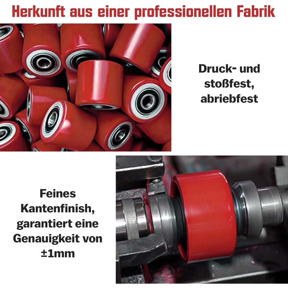 2 Stück Laufrolle Polyurethan 80 x 100 mm, Achse 20 mm inkl. Hubwagen Gabelhubwagenrolle Hubwagenrolle für Hubwagen Ersatzrollen, Max. Belastung 1400 KG