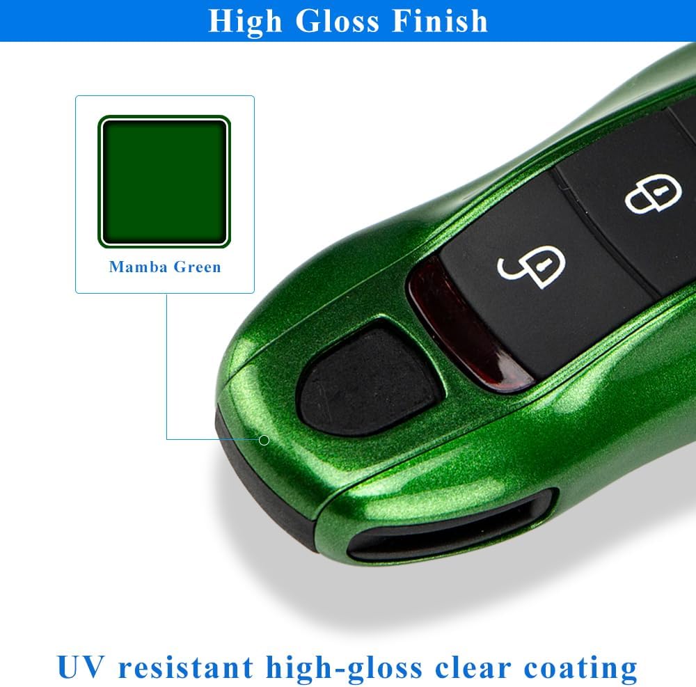 AeroBon 3-Piece Mamba Green Painted Key Cover Key Fob Shell Cover Compatible with Porsche Key Shell, Key Shell Replacement (MK1)