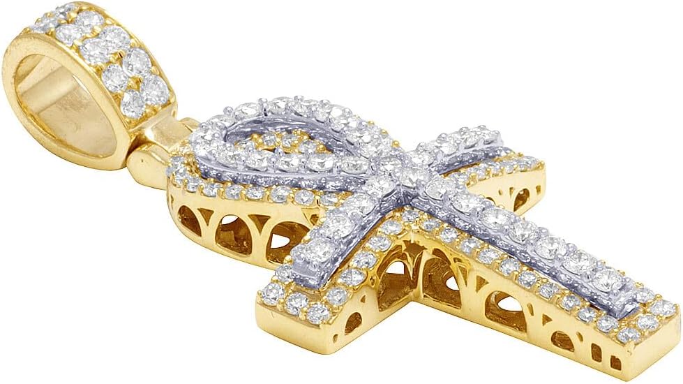 2.55 CT Round Cut Lab Created VVS1 Diamond Egyptian Ankh Cross Pendant Men's Religious Charm 14K Yellow Gold Over Sterling Silver Christmas Day Fine Jewelry