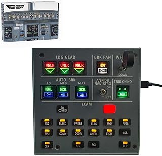 WYFTOY Flight Simulator Cockpi Panel,Home Cockpit Landing Gear and ECAM Control Panel USB Flight Simulator control for MSFS 2020/2024 PC Windows Plug and Play Multi-Function Gaming Panels A103