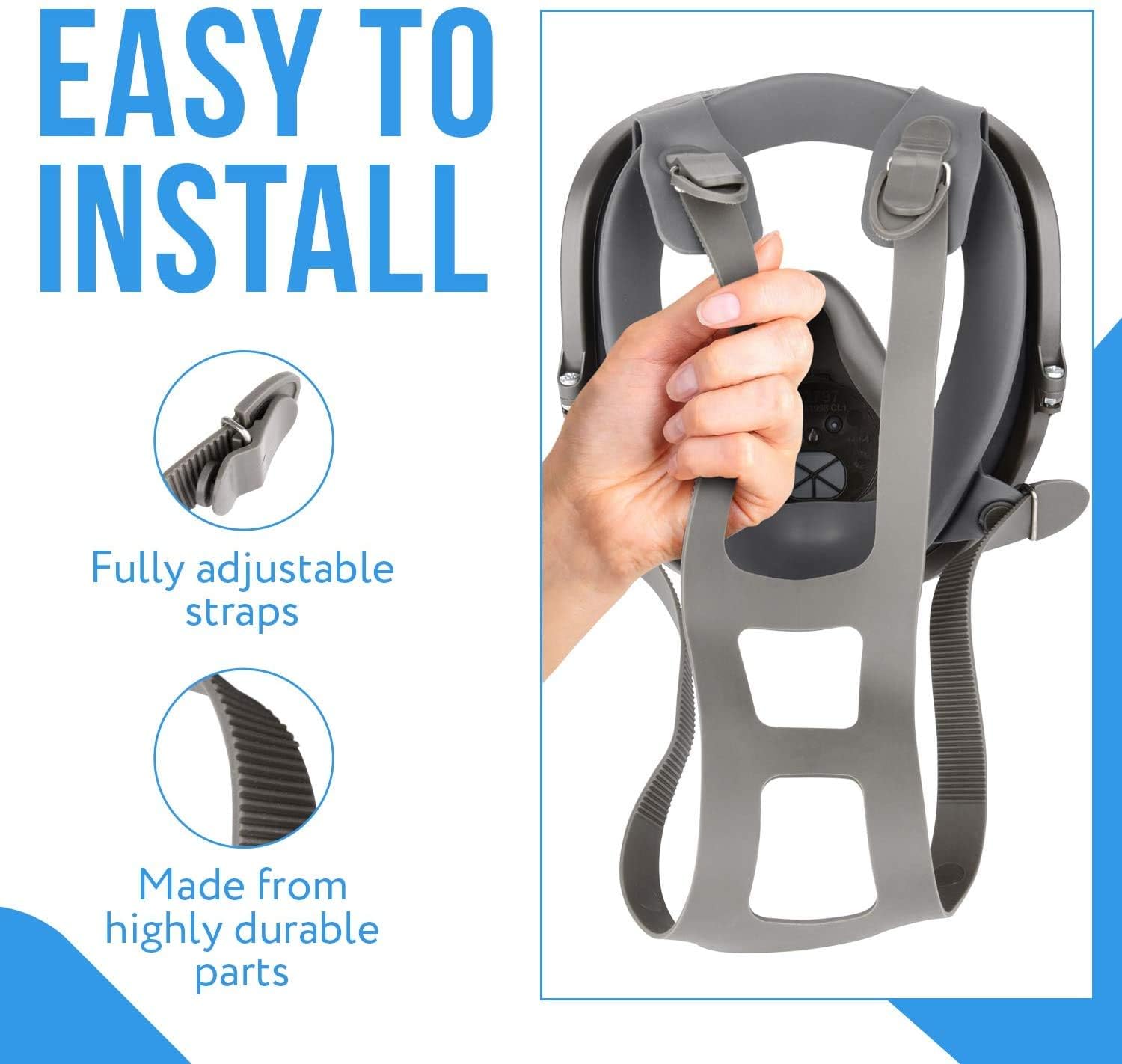 Correa de arnés de cabeza serie 6000, compatible con piezas faciales completas 3M 51131370055, correas de repuesto para respirador industrial, tamaño 6897/37005