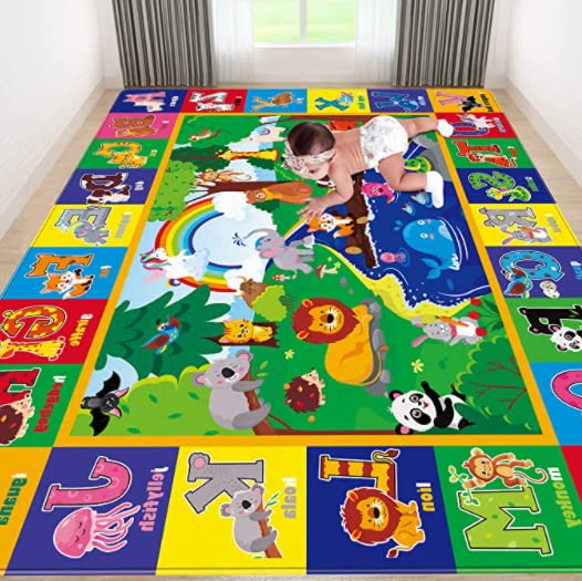 baby play mat for floor, baby crawling mat soft surface toddler playmat for babies, non-toxic foldable non-slip abc mats for kids infants girls boys (110.2x78.7 inch)