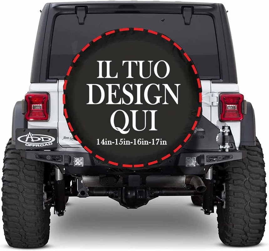 Copriruota di scorta personalizzata su Misura con Foto Testo copri ruota di scorta personalizzate logo Idrorepellente fermacorda per Ruote Copertura Protettiva in Ecopelle 14 inch