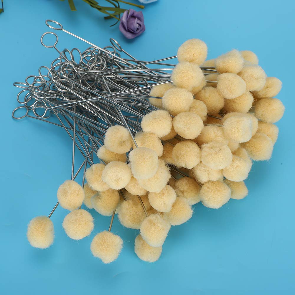 100Pcs Strumento per Tintura in Pelle, Pennello per Palline di Tintura Oleosa in Lana, Dauber con Manico in Metallo, Strumento Artigianale Fatto a Mano per Lavori in Pelle