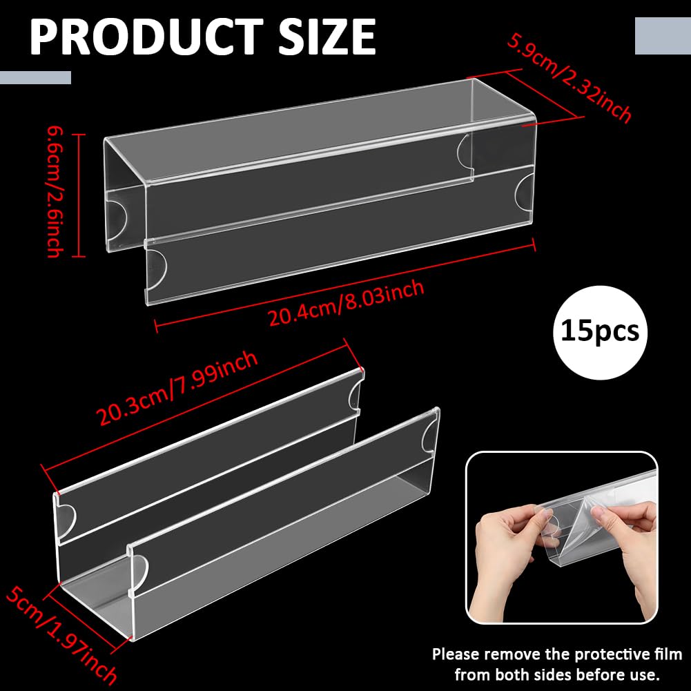 FINGERINSPIRE 15 supporti per targhette in acrilico trasparente, 20,3 x 6,6 x 5,8 cm, per scrivania da ufficio per spazio di lavoro professionale, set di porta biglietti trasparenti per pareti