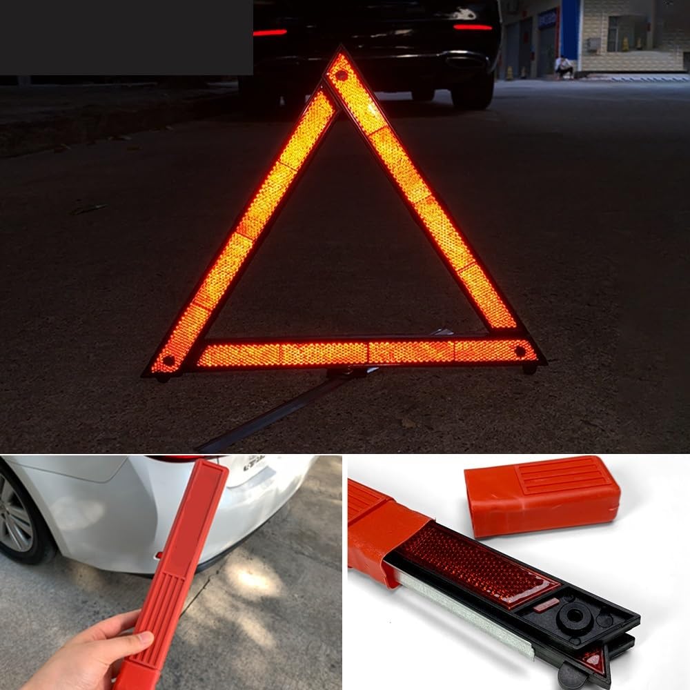 Triangolo Auto Treppiede Riflettente per avviso di Sicurezza Emergenza per Catarifrangente Triangolare Pieghevole per Auto | PC-4
