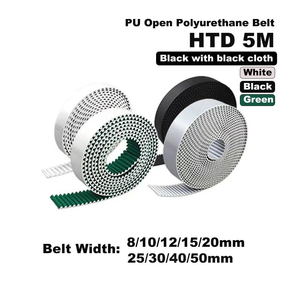 Drive Belt Correa Transmisión Poliuretano PU Negra HTD5M Ancho 8/10/12/15/20/25/30Mm Extremo Abierto Para Máquinas Transportadoras(2Meter,40mm)