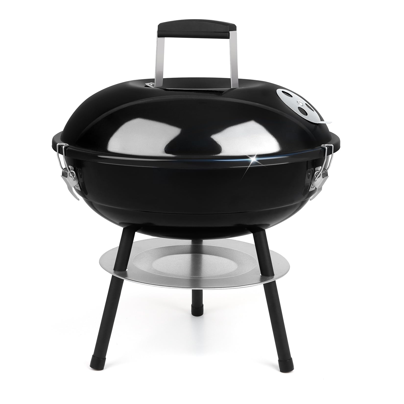Joyfair Barbecue à charbon de bois avec 2 grilles de barbecue, 35,6 cm, petit barbecue portable avec couvercle verrouillable pour camping en plein air/terrasse/barbecue dans le jardin/cuisine de table