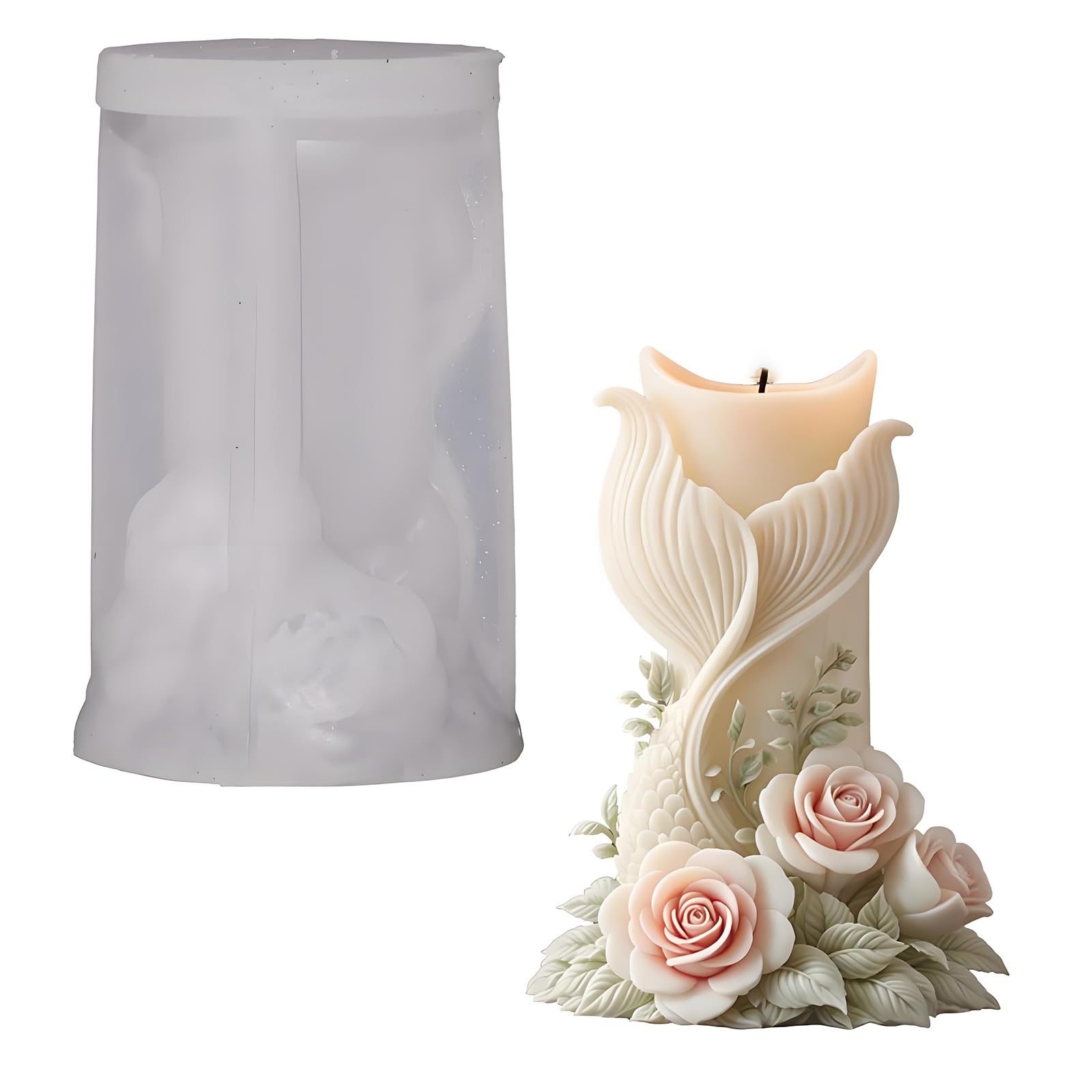 Buxuaaaa Tail Carving Flower Silicone Mold for Soap Gypsum Decoration Creative Elastomer Cast