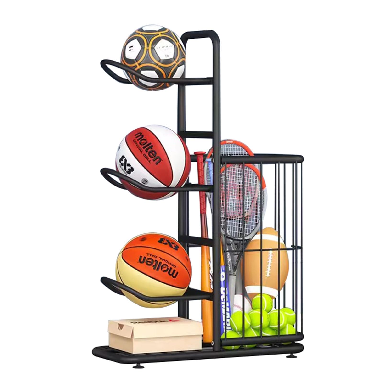 Chariot de rangement pour balles de volley-ball et football avec crochets
