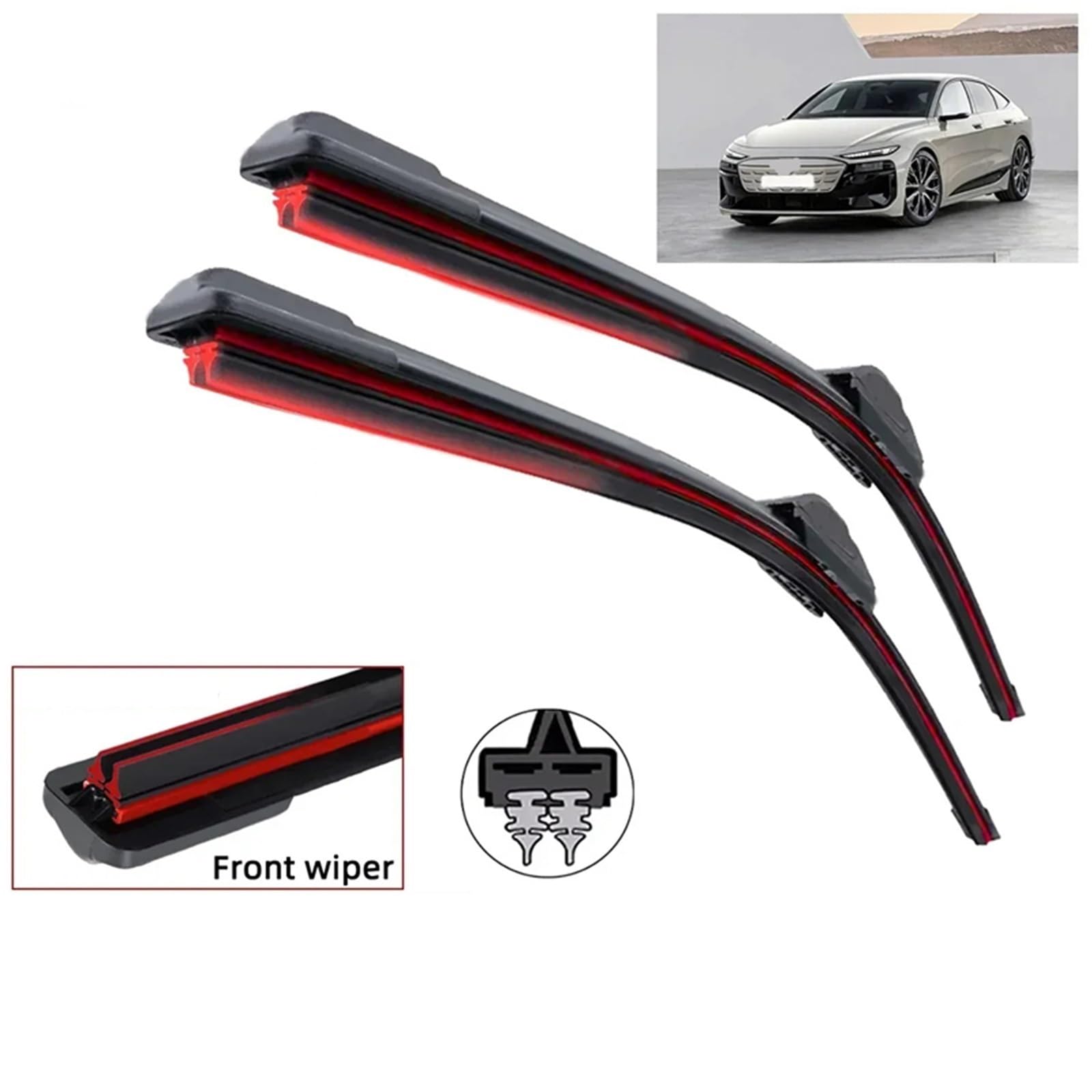 Limpiaparabrisas Vehículo Compatible Con Para A6 Para C5 Para 4B 1997-2002 Limpiaparabrisas Delanteros De Goma Doble Cepillos Cortador Accesorios Parabrisas 22" + 21"