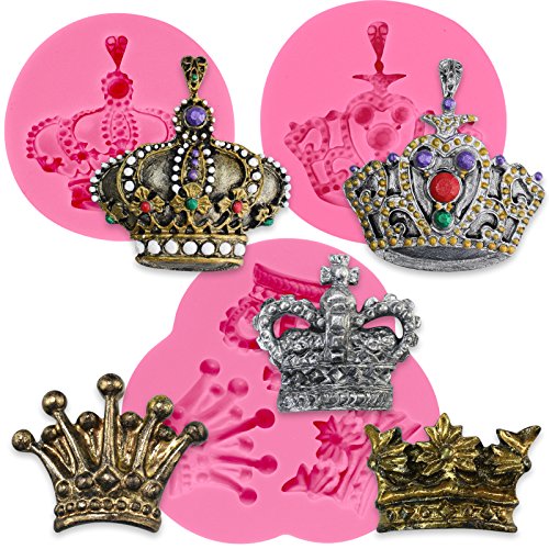 Funshowcase Royal Crown Fondant Candy molde de silicona para Fondant decoración de pasteles Cupcakes Topper Chocolate cookware compan fabricación de jabón de arcilla del polímero resina epoxi