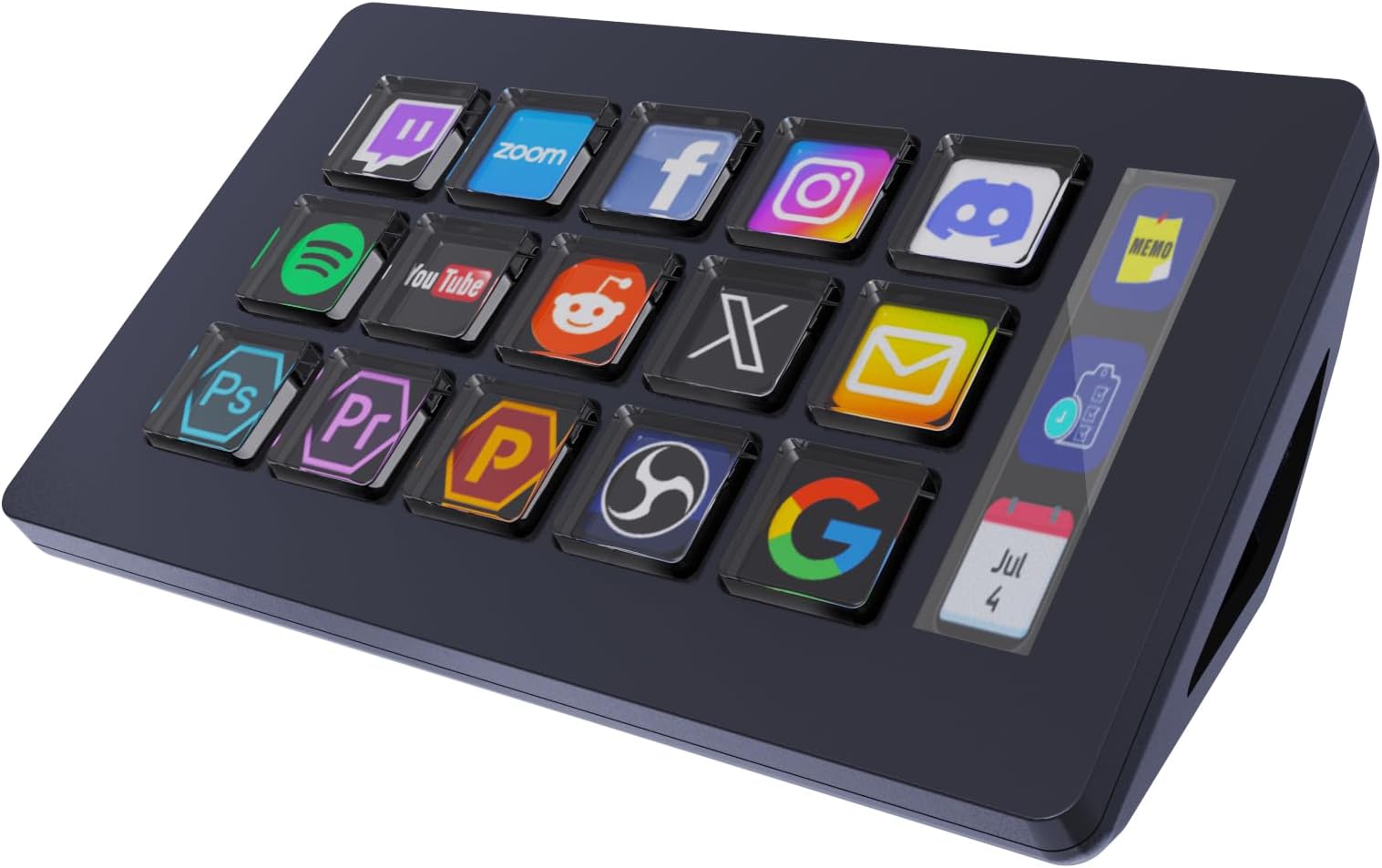Basicolor Macro Pad,Stream Controller Deck with 15 Customizable Macro Keys Compatible with OBS/PowerPoint/Excel/YouTube/Word/Photoshop/Adobe Premiere Pro Windows 10/Mac (293SV3) Black