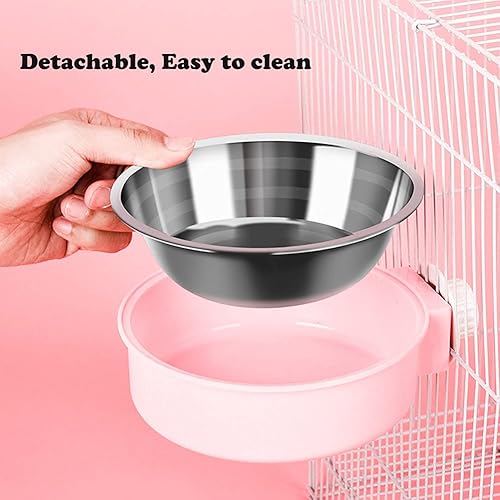 Miniatura 9 de Cuencos extraíbles de acero inoxidable para colgar en jaula para mascotas, cuencos para alimentos y agua con soporte para pernos para cachorros,