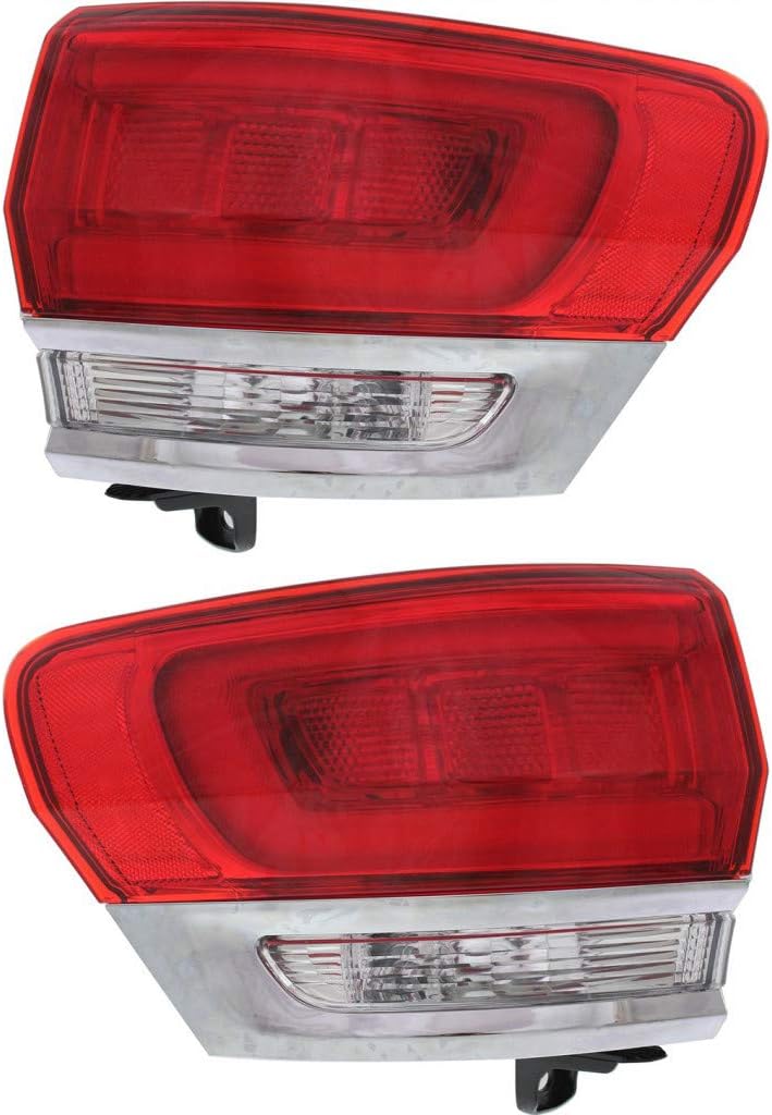 CarLights360 For Jeep Grand-Cherokee 2014-2017 Tail Light Assembly Outer Laredo | Limited | Overland.Summit MD Trim Passenger Side Chrome DOT Certified | CH2805106 | 68110016AE