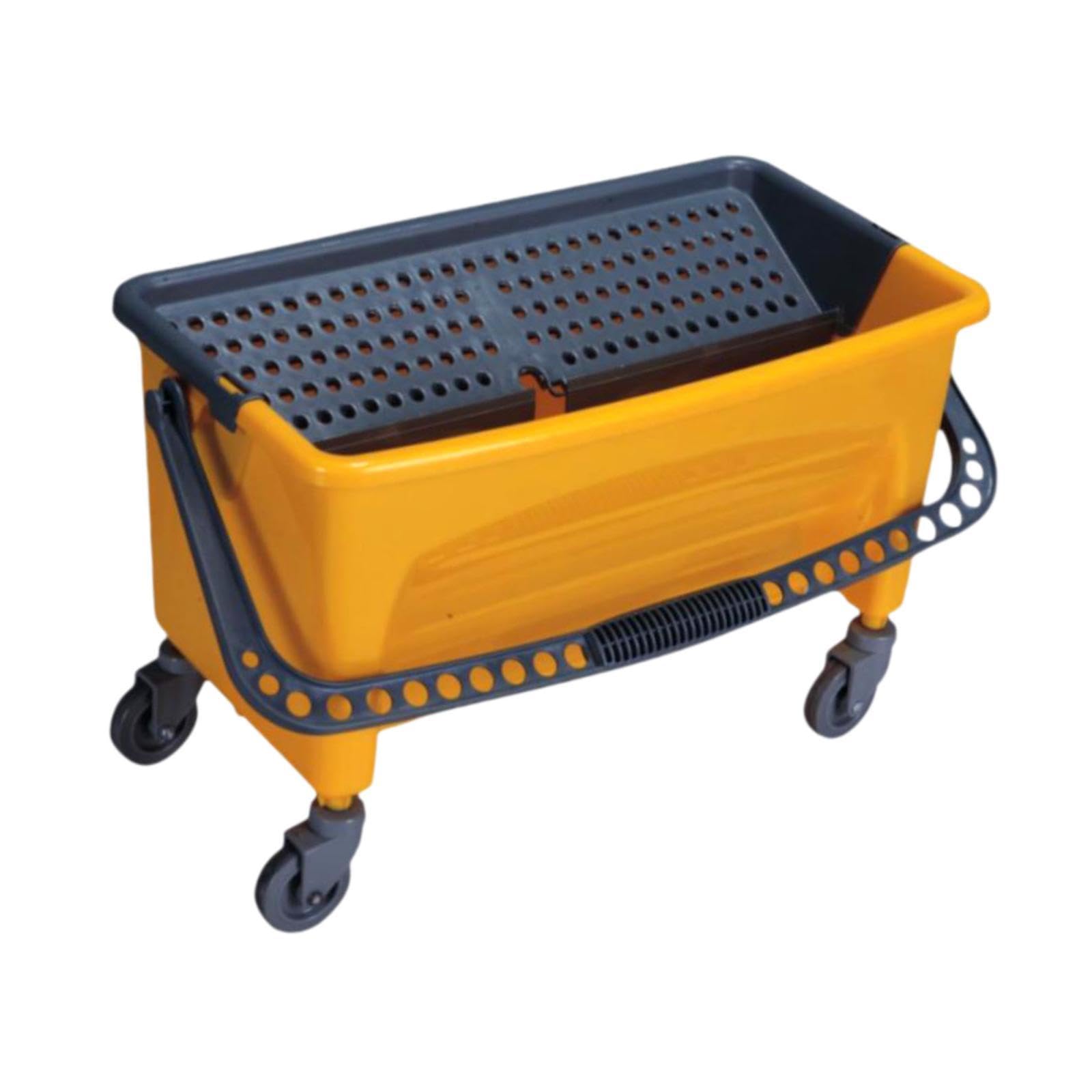 Cubo de Rectangular con Asa Reforzada Y Ruedas Giratorias Cubo Portátil con Escurridor Eficiente para Limpieza de Suelos Material PP, Amarillo, Individual