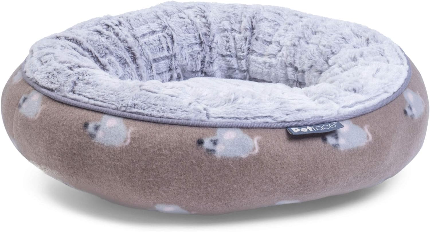 Petface Angry Mouse Round Donut Cat Bed for Kitten, Cat or Puppy, Secure & Cosy Plush Retreat for Small Pets, 45L x 45W x 12H cm
