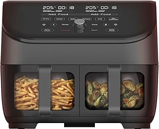 Instant Pot Freidora de aire Vortex Plus Dual – Negra, de gran capacidad (7.4 L), con dos cestas de 3.7 L, transparent ven…