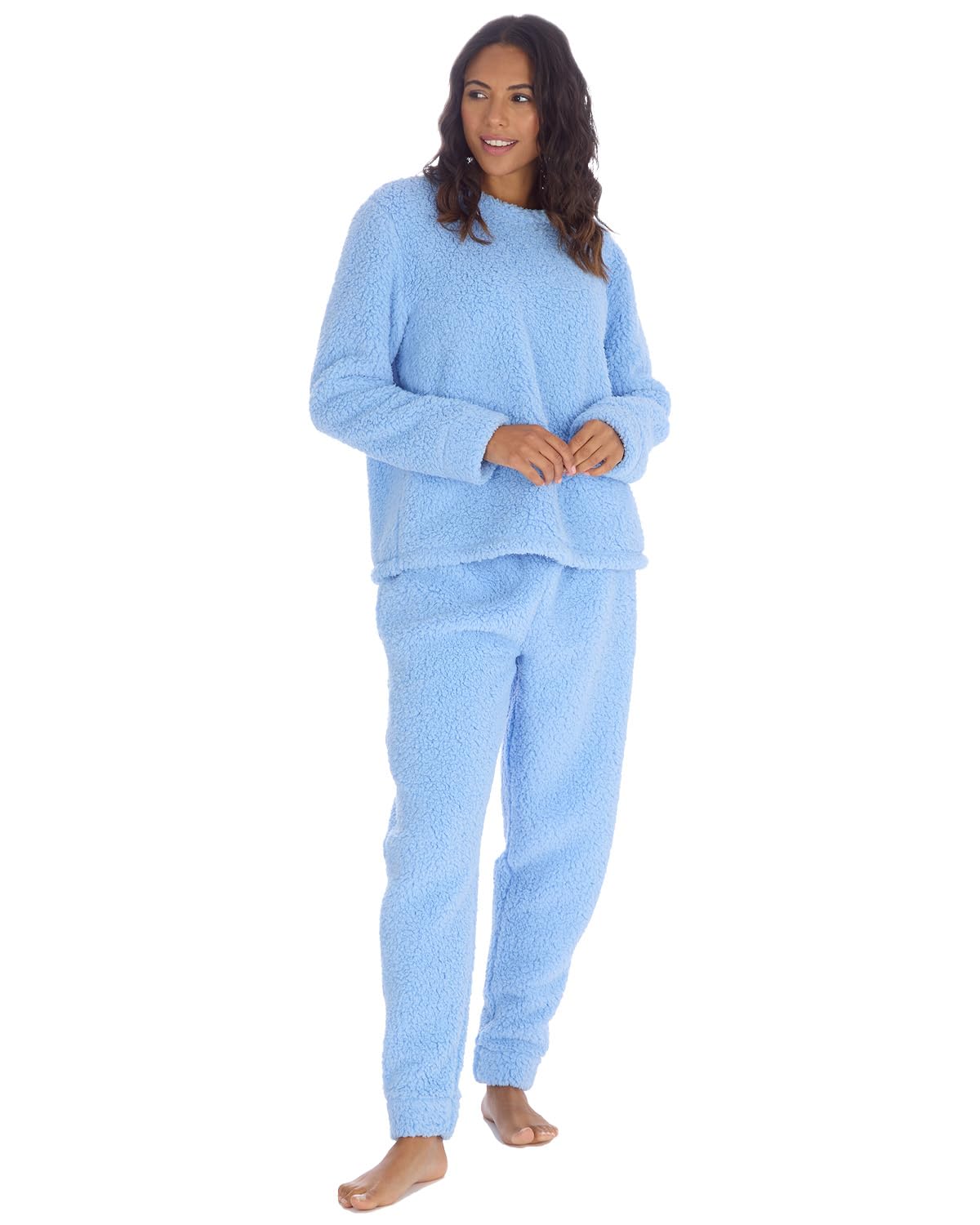 Slumber Hut Women's Borg - Blue Borg Pyjama Set 34B2225 Blue Small