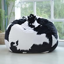 SXBCyan Bean Bag ChairNo Fillers Lazy Sofa Plush Dalmatian Cow Color Casual Bedroom Balcony Living Room CreativeBlack and White