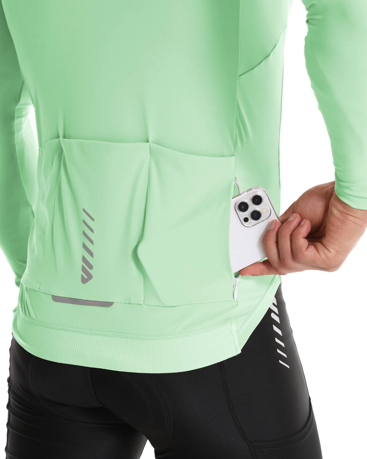 Wulibike Maglia da ciclismo da uomo a maniche lunghe, per bici da strada, cerniera completa con tasche, adatta per primavera e autunno.