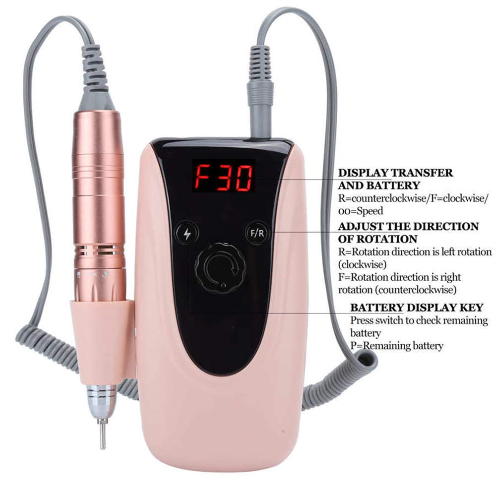 Trapano elettrico per unghie per unghie acriliche e unghie in gel, lima per unghn gel, lima per unghie elettrica portatile ricaricabile, strumenti per manicure e pedicure, lucidatura con kit