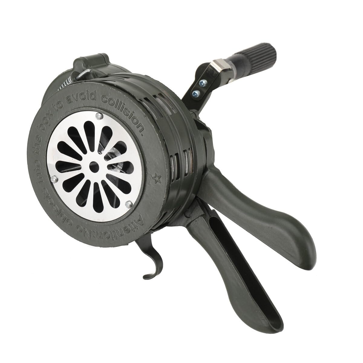 SUDEG Hand Crank Siren Horn Portable 110dB Manual Operated Metal Alarm Air Raid Emergency Safety Alarm Green