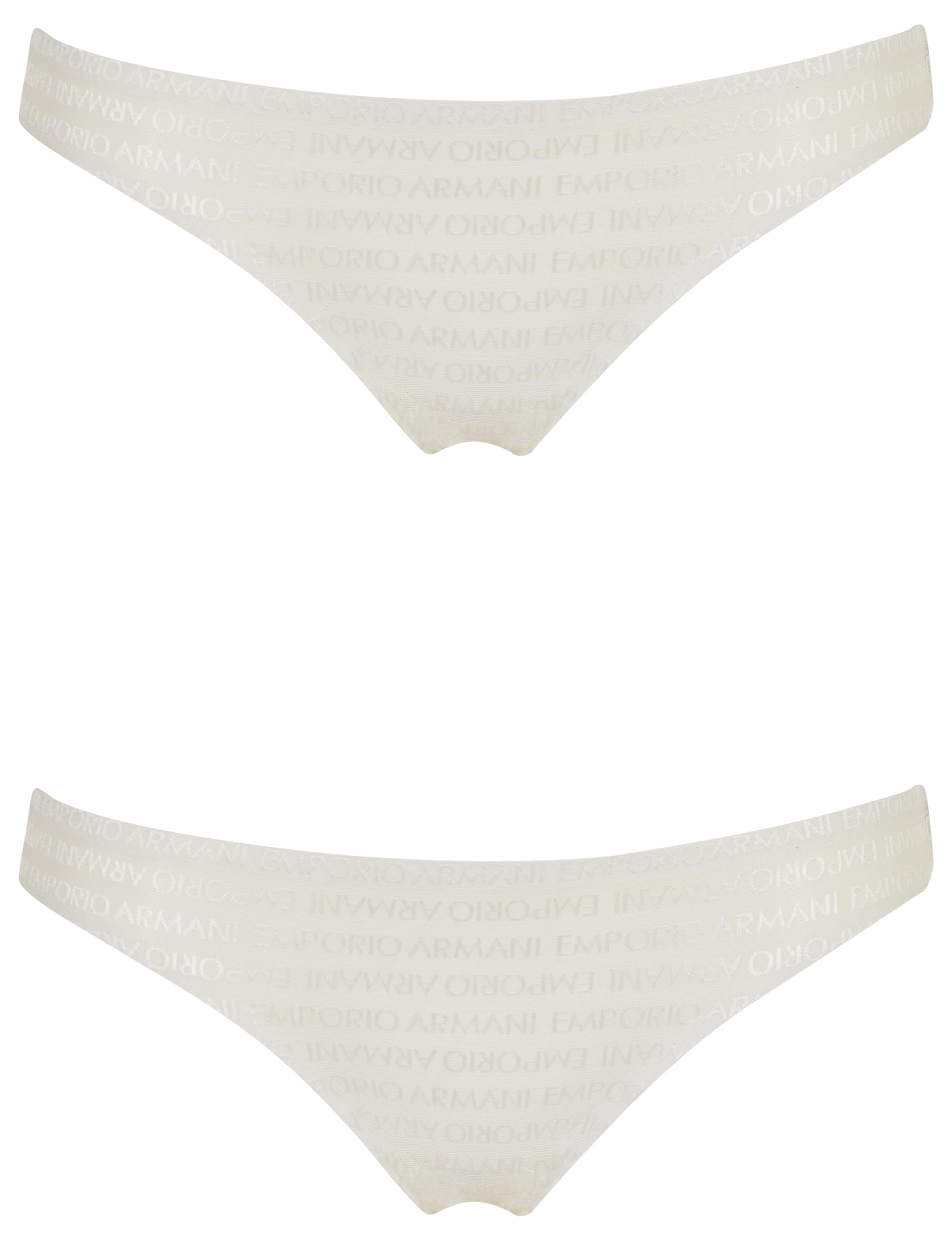 Emporio Armani Women's ALL OVER LOGO MESH 2-PACK BRASILIAN Underwear, YOGURT,