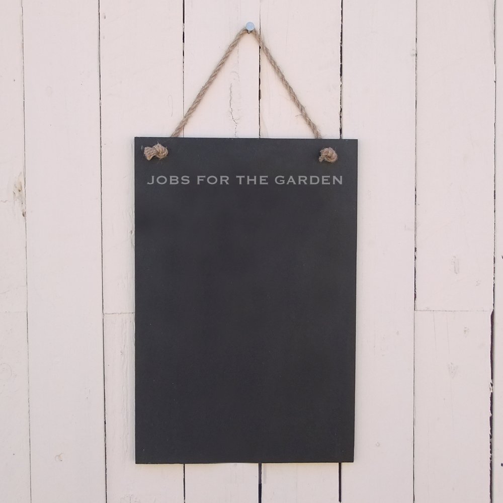 Slate Hanging Notice Board 'Jobs for the garden'