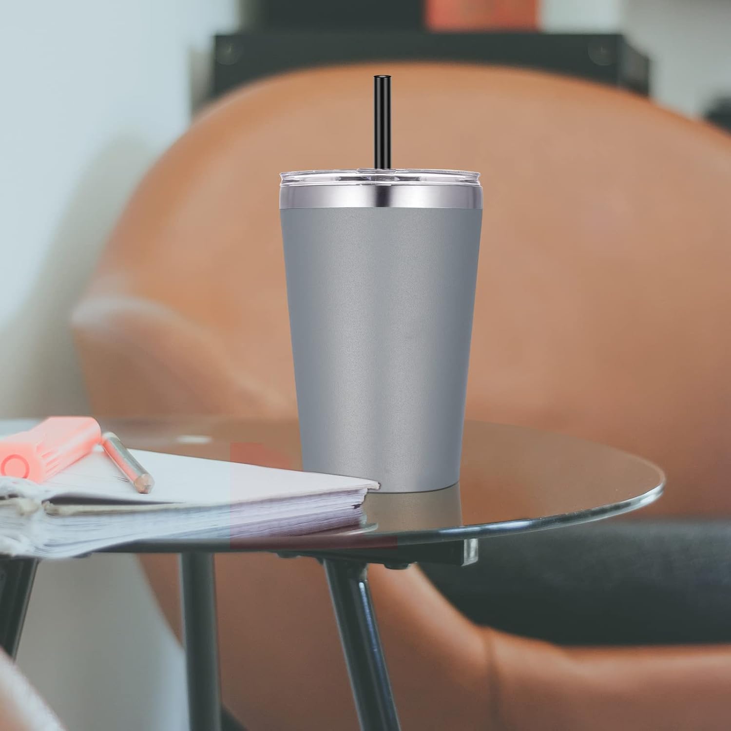 VEGOND 12oz Tumbler Stainless Steel Tumbler bulk Vacuum Insulated Double Wall Travel Tumbler with Lid and Straw Reusable Tumbler, Grey 1 Pack - Image 5