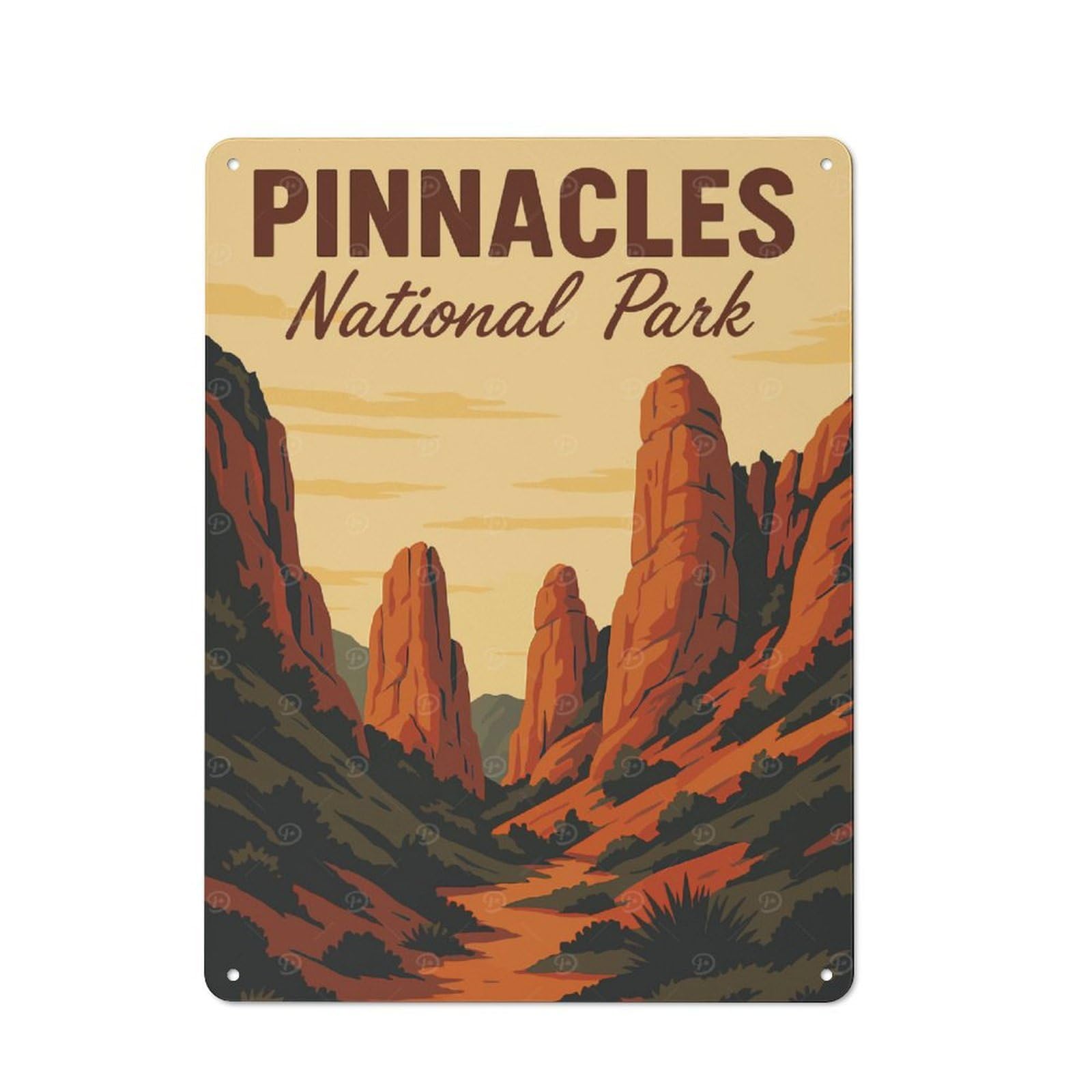 Junmoney Style-5 Country Style Pinnacles National Park Vintage Poster Decorative Metal Sign 40X30cm, Bistro Wall Plaque For Restaurant, Kitchen, Counter Or Breakfast Nook