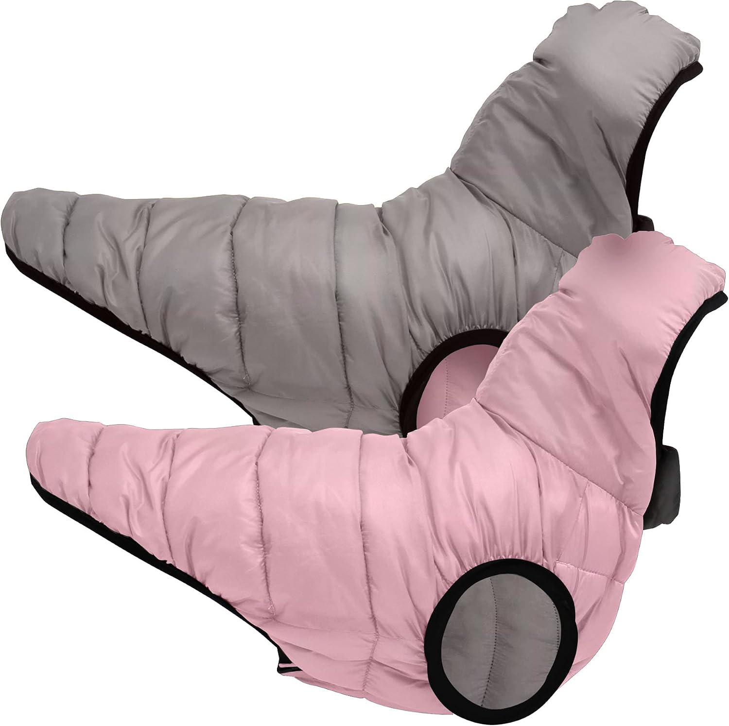 PAWTITAS Reversible Dog Coat Windproof A Cold Weather Puffer Vest - Orchid/Grey Zip Up Dog Jackect For Extra Extra Small Dogs