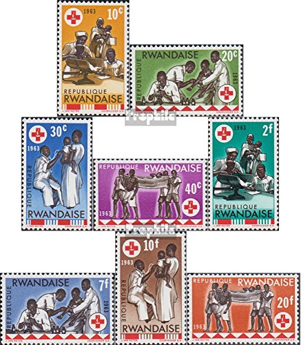 Prophila Collection Ruanda 44A-51A (Completa.Problema.) 1963 100 Anni Rosso Cross (Francobolli )