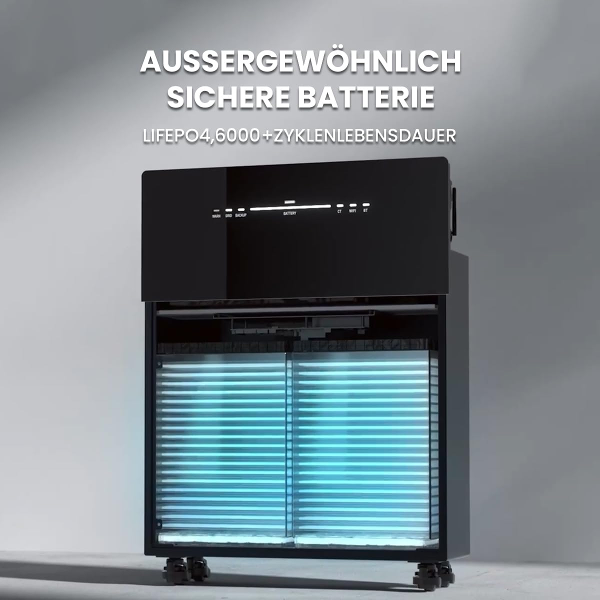 Internal view of Marstek Venus-E showing LiFePO4 battery cells