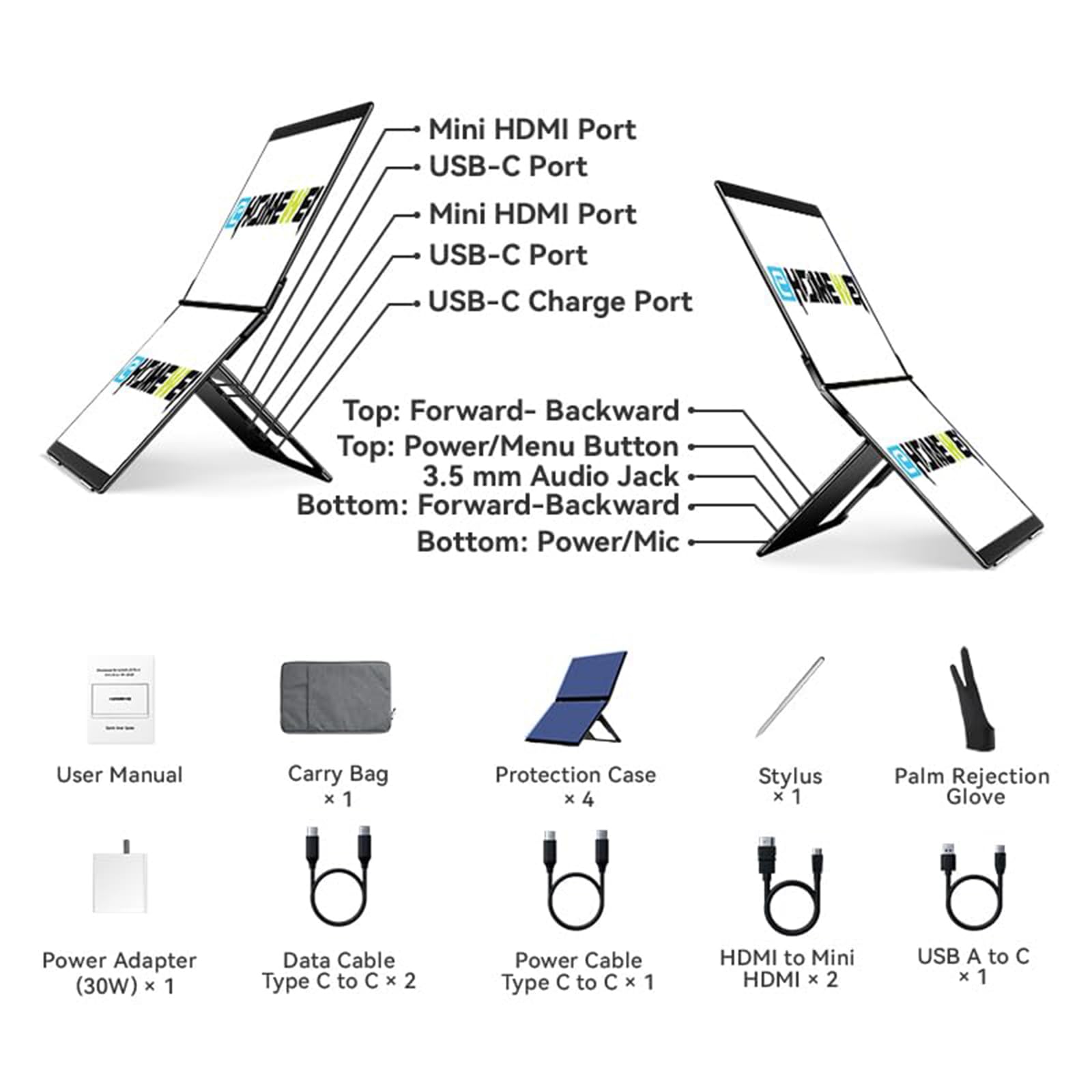 EHOMEWEI X2 Air, Touch Dual Screen mit Stylus, 14,2 Zoll 2,8K IPS Display, 90Hz Dual Screen, Schwarz, 400 Nit Helligkeit, 100% sRGB, für Büroarbeiten (Dual Screen Touch, 14,2 Zoll)