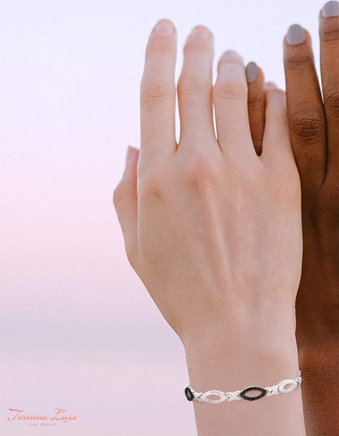 Femme Luxe Infinity Bracelet for Women, 1.25 cttw Black Diamonds in 925 Sterling Silver, Size: 7inches, Hypoallergenic and Dainty, Gift Ready Jewelry - Image 4