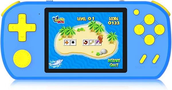 CCTU Handheld Games for Kids Preloaded 218 Retro Video Games, Portable Gaming System with 3.0" Screen Rechargeable Battery, Mini Travel Electronic Toy Birthday Gifts for Boys Girls (Blue)