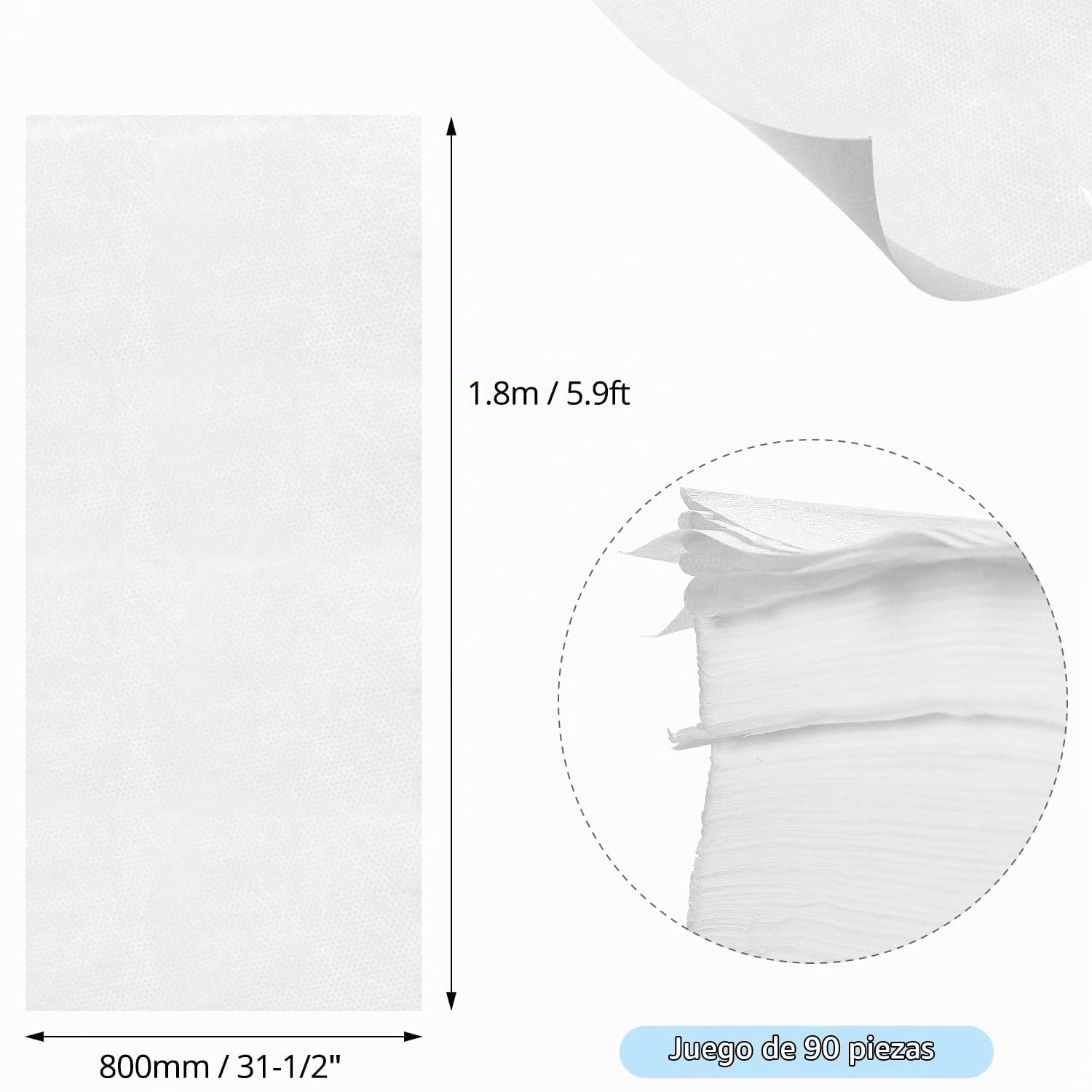 QWORK® 90 PCS Sábanas Desechables para Mesa de Masaje, Tela No Tejida Transpirable, 80 * 180 cm, Ideal para Salones, Spas, Tiendas de Tatuajes