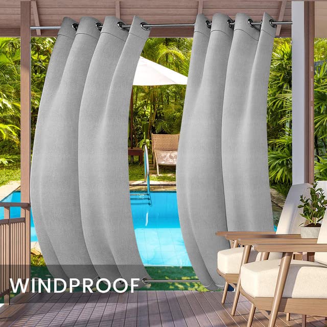 Outdoor Curtains for Garden Patio Gazebo Pergola,Waterproof,Windproof,Blackout Thermal Insulated Double Grommet(Top and Bottom) Outdoor Curtains for Garden Patio Door(2 Panel,52"*84",Light Gray) - Image 3