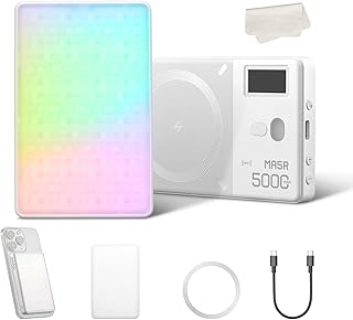 مصباح فيديو مغناطيسي MA5R ار جي بي مع 14 تأثيرًا ضوئيًا من غودوكس، قابل للتعتيم من 1800K إلى 10000K، بطارية قابلة للشحن 4900mAh، يدعم الاتصال بتقنية ان اف سي/بلوتوث لآيفون لتطبيقات TikTok،Vlog (أبيض)
