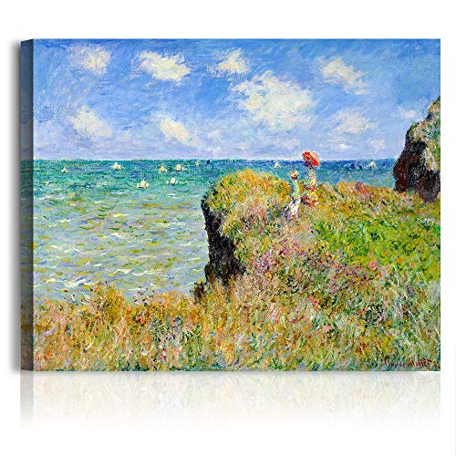 A&T ARTWORK The Cliff Walk at Pourville by Claude Monet The World Classic Art Reproductions, Giclee Canvas Prints Wall Art for Home Decor,24x30 inches
