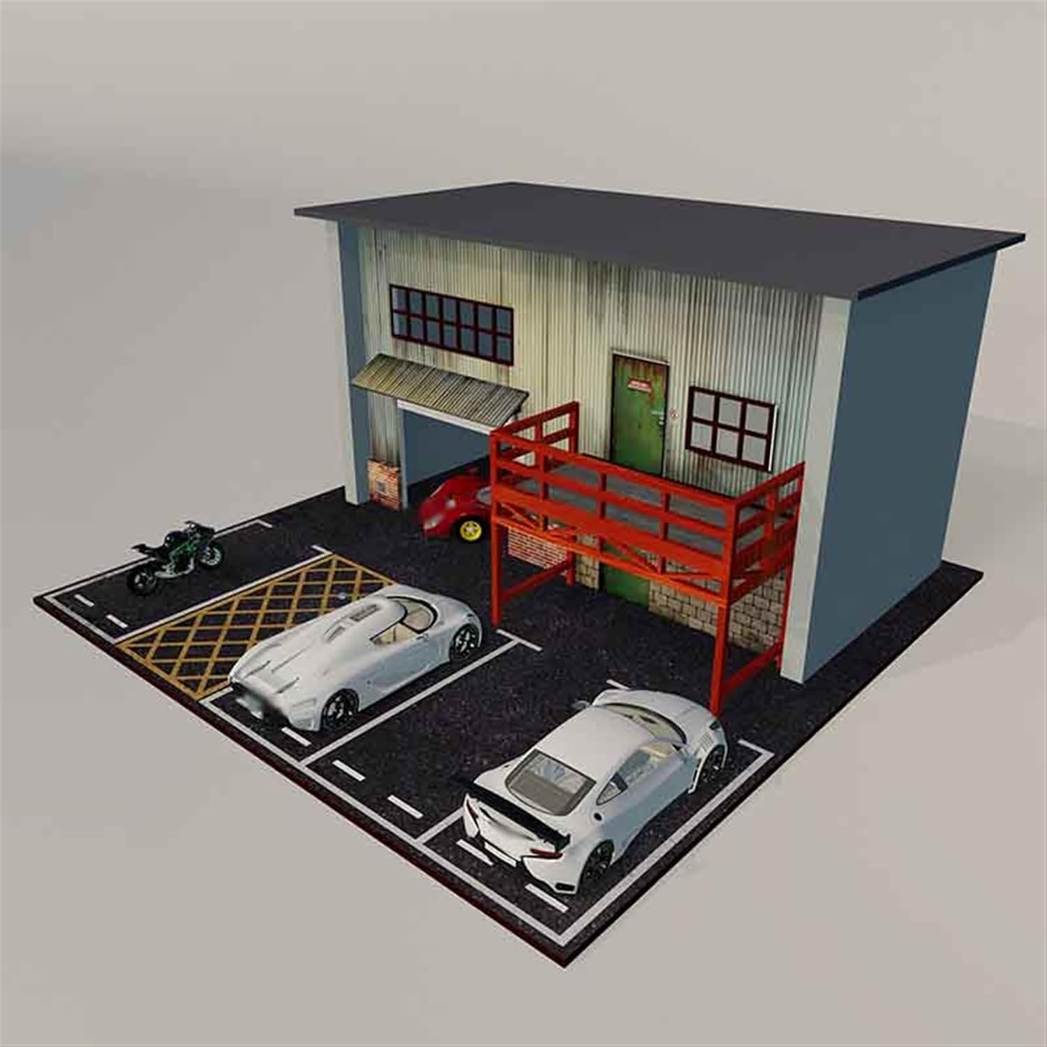 1:64 ガレージ駐車場モデルシーンシミュレーション合金車モデル装飾品