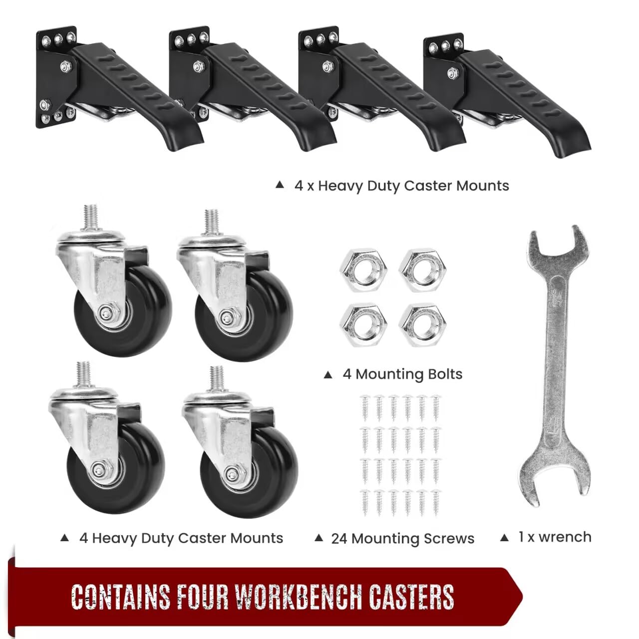 Yeabett Schwerlast-Räder 420KG, 4 Schwerlastrollen, seitlich montiert, Ganzstahlkonstruktion aus Urethan, Bonus-Installationsschablone, 4er-Pack