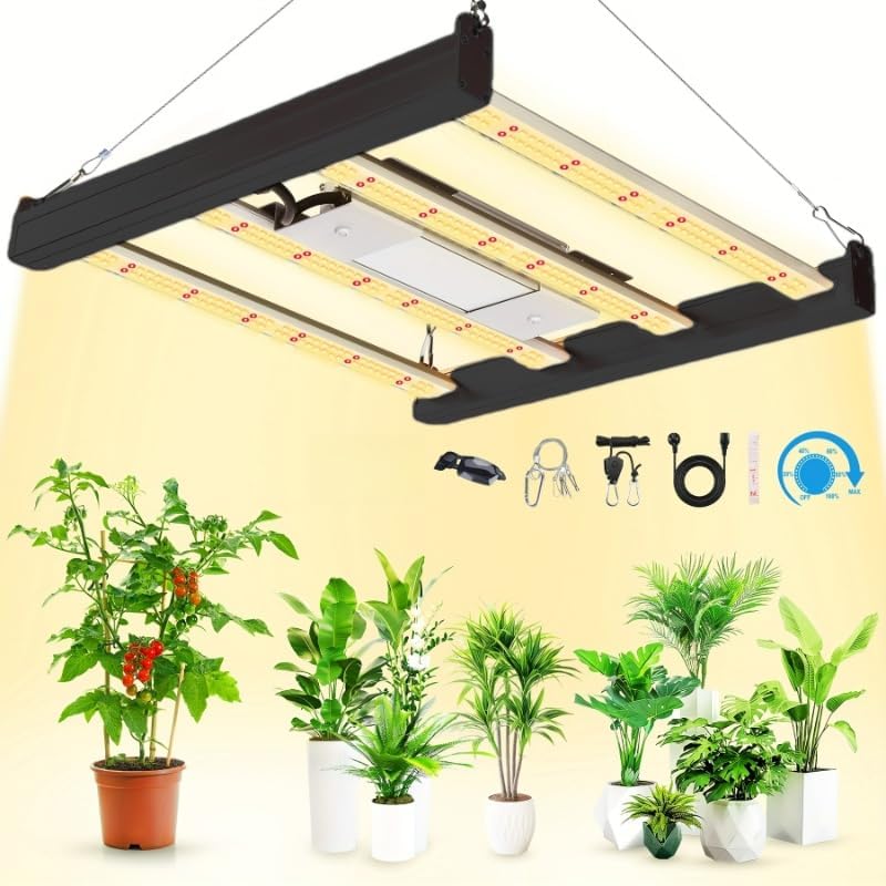 HHNMAHN 100W Full Spectrum Dimmable LED Grow Light, Waterproof Hanging Grow Lamp with 2×2ft Coverage Plant Growing Light for Indoor Plants, Seedlings, Vegetables & Flowers, Greenhouse Use