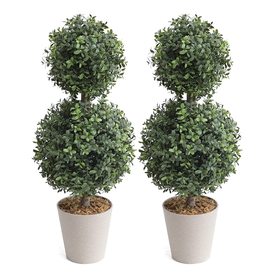 momoplant Albero artificiale a doppia sfera, 65,5 cm, per esterni/interni [2 confezioni] 0,6 m piante di bosso finto