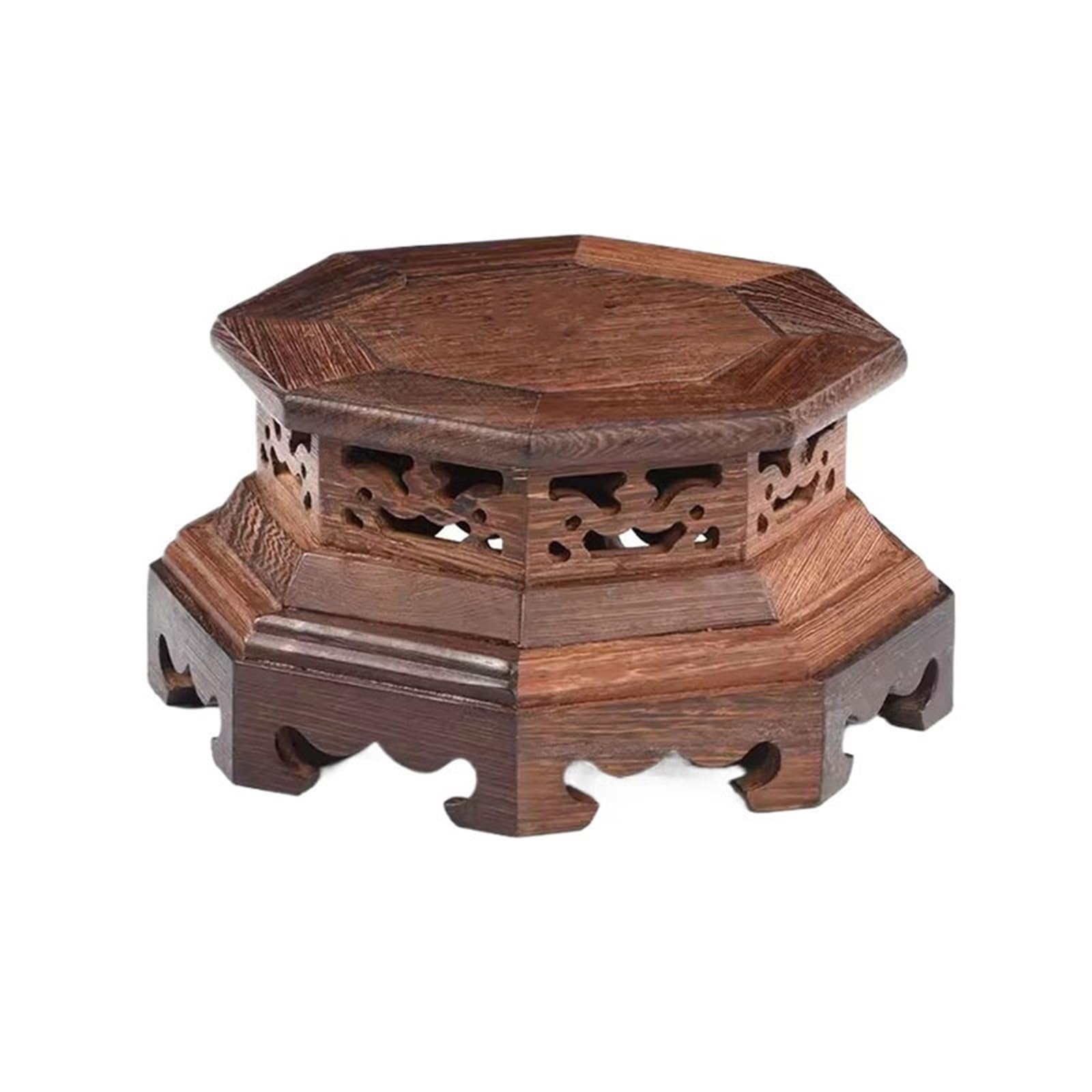 Hhmmei2024-23 Bonsai Rack Classical Hexagonal Rosewood Base Potted Plant Teapot Ornament Stand Bonsai base(Large)