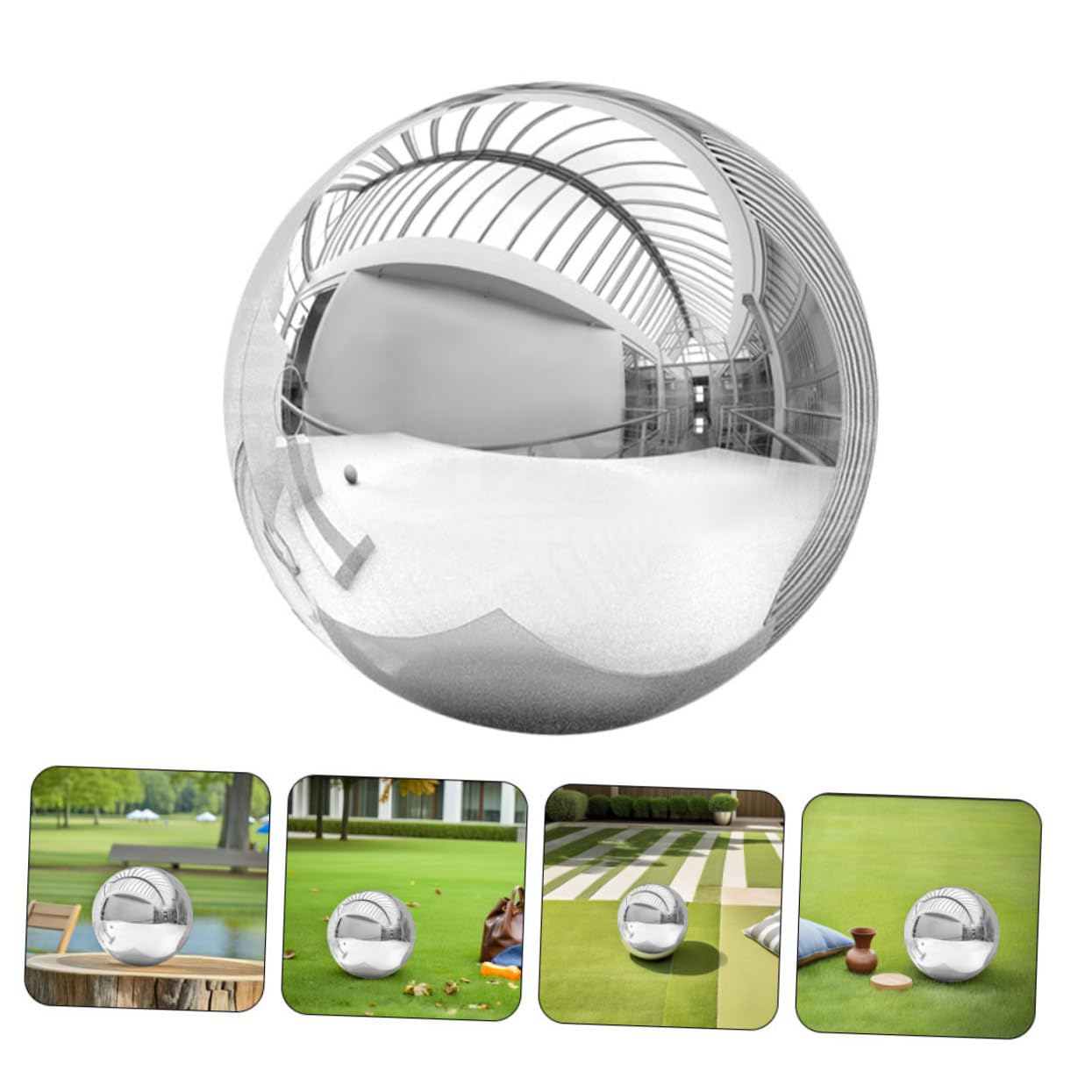iplusmile Boule de Jardin Acier Inoxydable Poli Miroir Sphère Réfléchissante Creuse et Ornement Flottant pour Décoration Extérieure Terrasse et Piscine