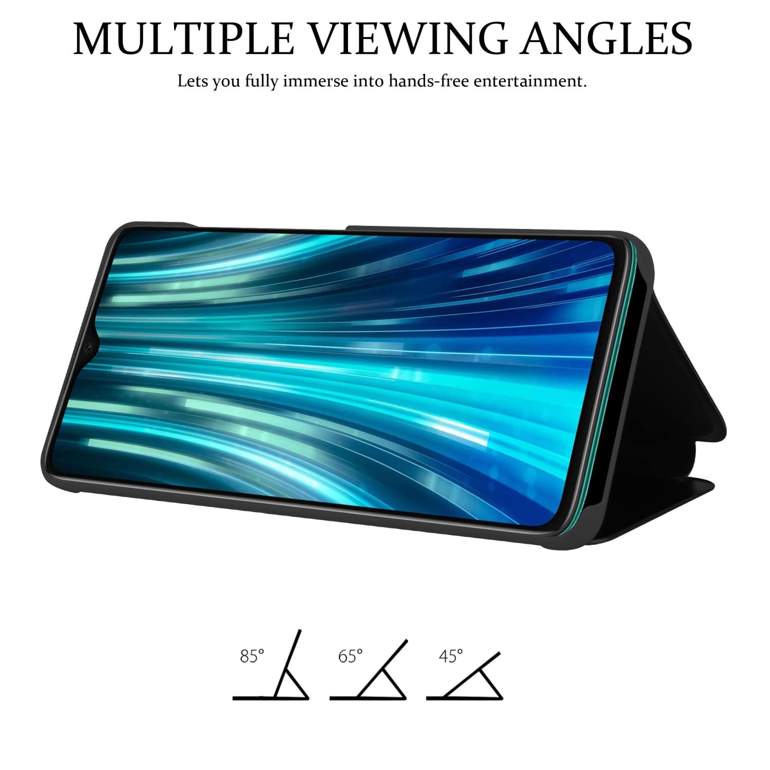 Cadorabo Custodia A Libro Con Specchio Per Xiaomi Redmi Note 10 Pro, Clear View, Chiusura Magnetica, Funzione Stand, Tormalina Nera - 4